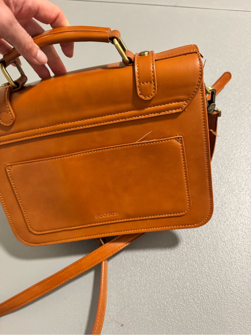 Ecosusi Structured Bow-Accent Satchel Bag in Tan - Picture 8 of 9